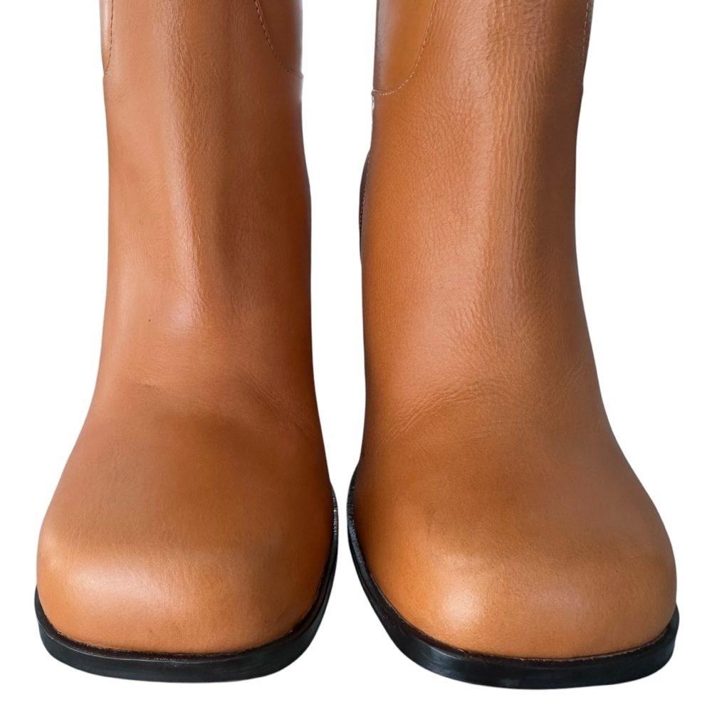 Free People Naomi Leather Square Toe Tall Heel Boots in Tuscan Tan Size 7.5 NWOT - Picture 8 of 16